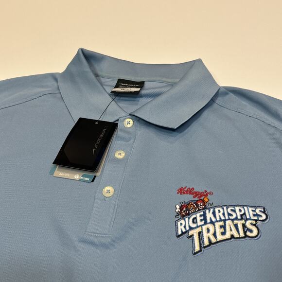 Nike Golf Dri-Fit Men’s XL Polo Shirt Blue NWT Kellogg’s Rice Krispies Treats - Picture 5 of 14